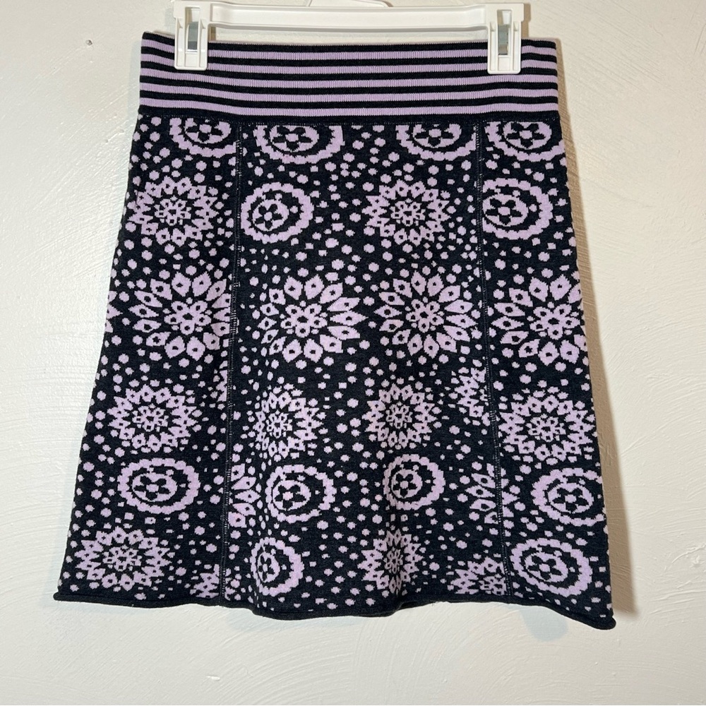 DAkini Purple Printed Knit Sweater Skirt Size Small